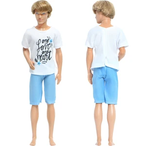 Один комплект, Мужская одежда, повседневная одежда, футболка с буквами, короткие брюки, брюки, летние аксессуары, Одежда для куклы Кен, игрушки для кукольного домика
