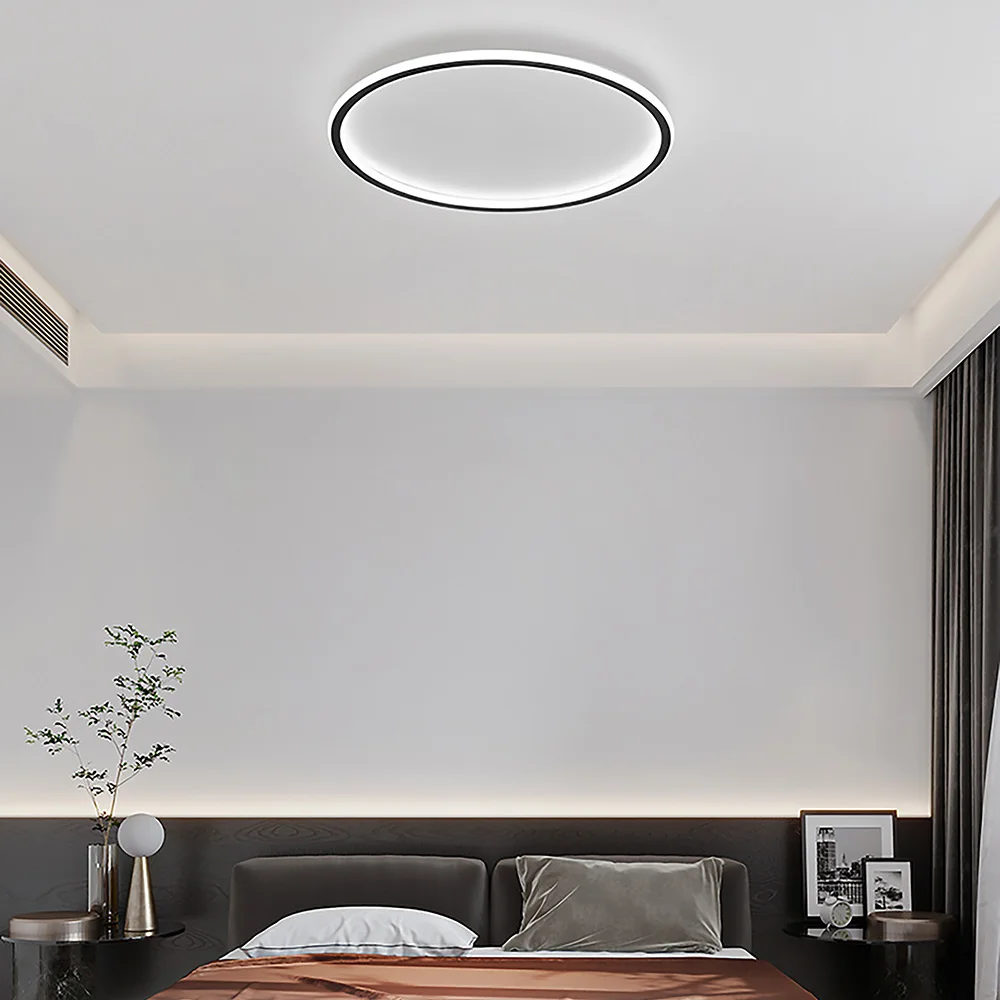 

Современная Минималистичная светодиодная ультратонкая потолочная лампа, Круглый акриловый абажур черно-белого цвета для спальни, гостино...