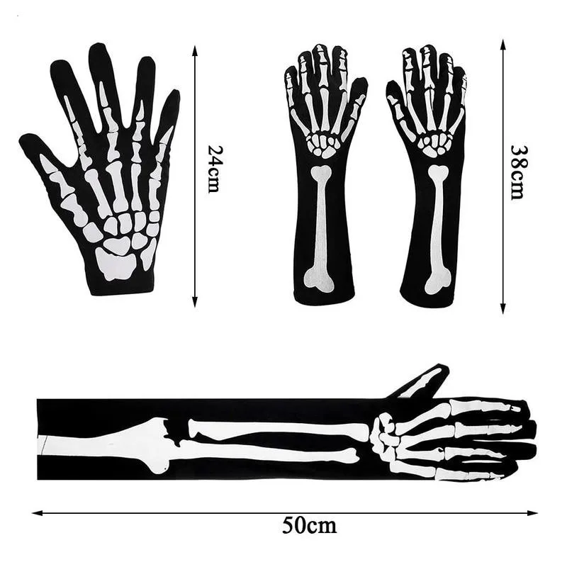 Перчатки-скелетоны на Хэллоуин маска лицо шарф набор унисекс страшные перчатки в