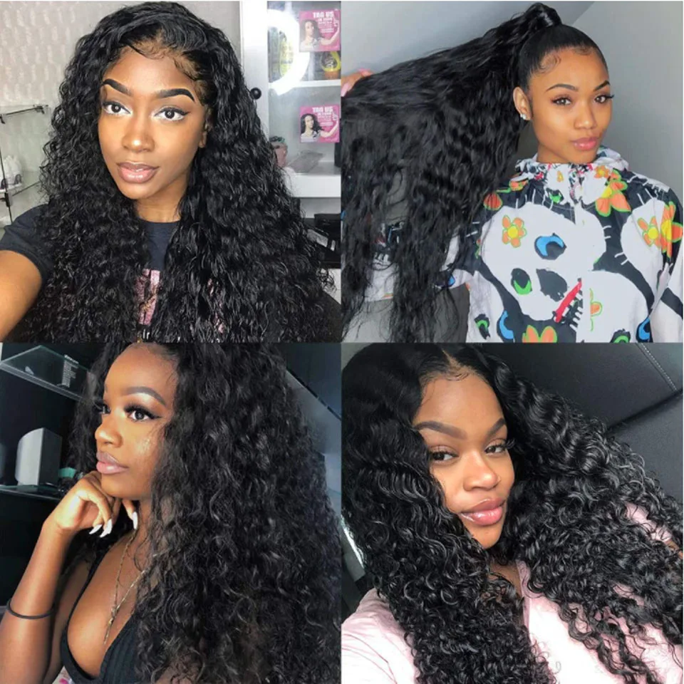 

Brazilian Deep Wave Curly Lace Front Human Hair Wigs Pre Plucked Hairline Lace Frontal Wigs Human Remy Hair For Black Women