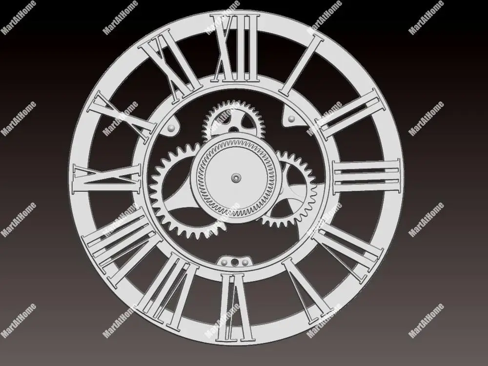 Шестерни стиль часы 3D STL модель для ЧПУ гравировки и печати рельеф поддержка ZBrush