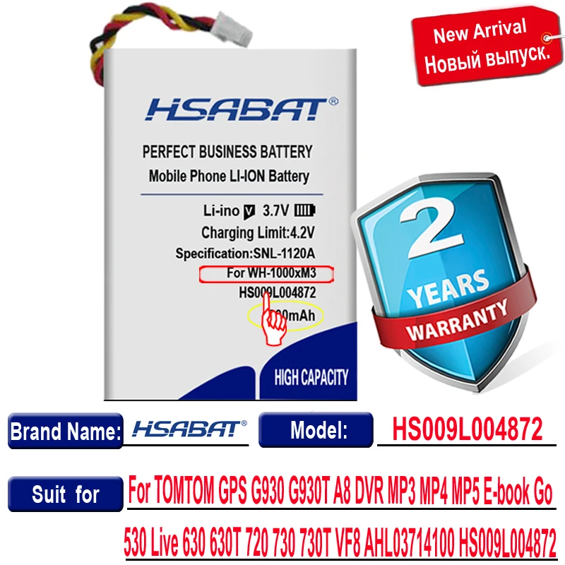 HSABAT 0 цикл батарея для TOMTOM GPS G930 G930T A8 MP5 электронная книга Go 530 Live 630 630T 720 730T VF8 AHL03714100