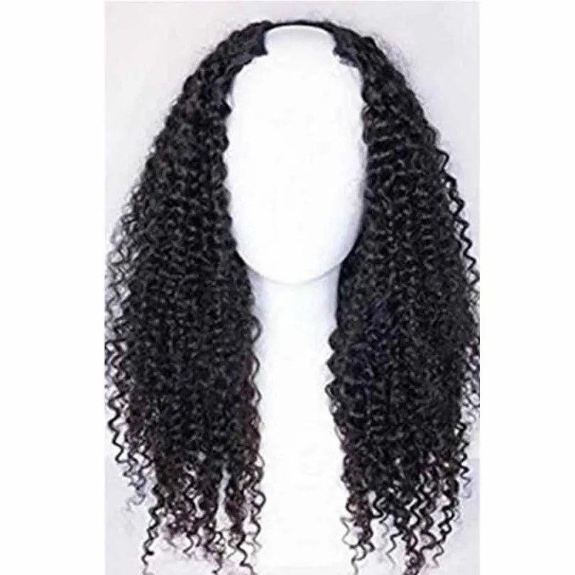 値段 ブラジルのremy毛カーリーかつら完全なエンド100% 人毛カーリーuの部分かつら黒人女性中央部200% 密度変態カーリーかつら