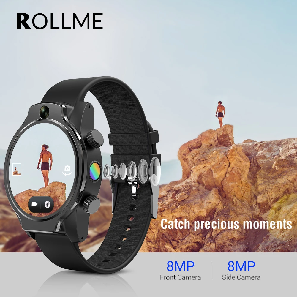 4G LTE Rollme S08 SmartWatch 8MP камера GPS IP68 Водонепроницаемые 1 69 дюйма 1360 мАч пульсометр лица
