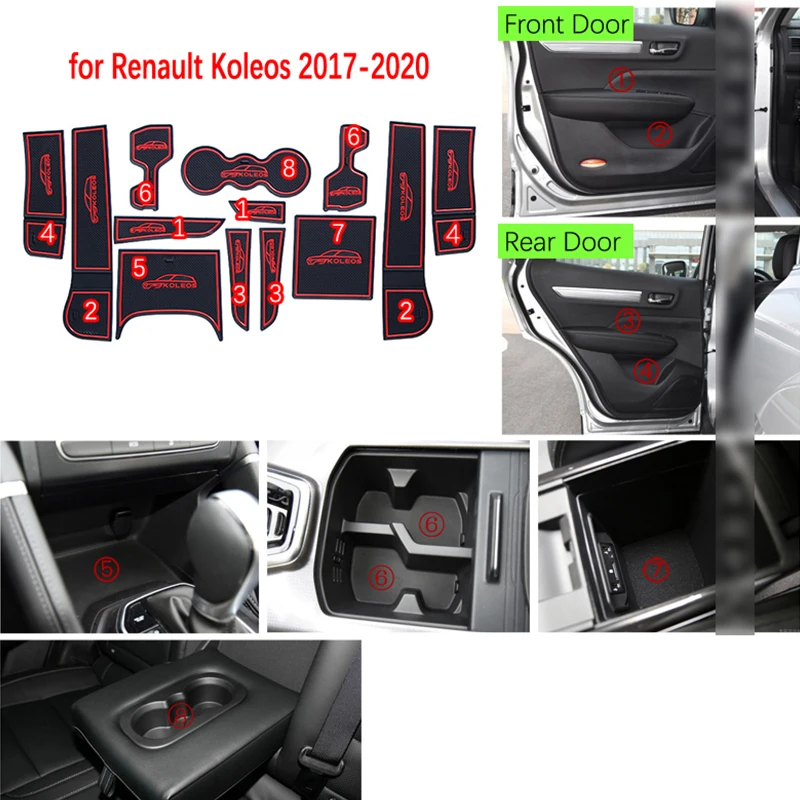 Противоскользящая резиновая подстилка для дверей Renault Koleos MK2 Samsung QM6 2017 ~ 2020 2018 2019