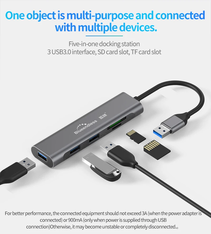 Док станция 5 в 1 с USB Type C и 3 портами|USB-хабы| |