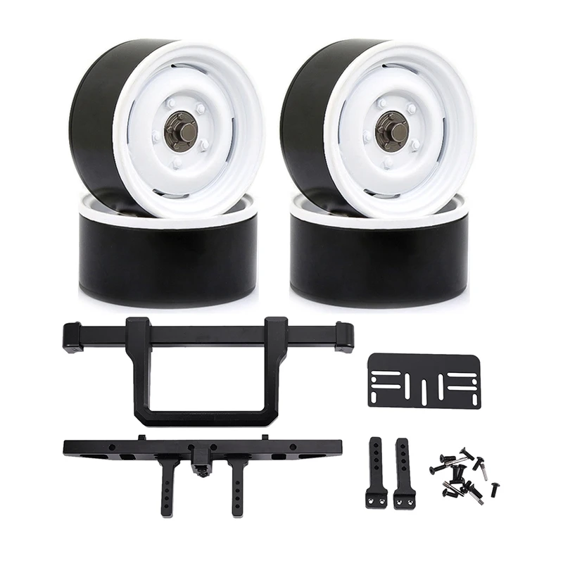 

Front Rear Bumper And Trailer Hole With 4Pcs Metal 1.9 Beadlock Wheel Rim Hub,For 1/10 RC Car Axial SCX10 Traxxas TRX4