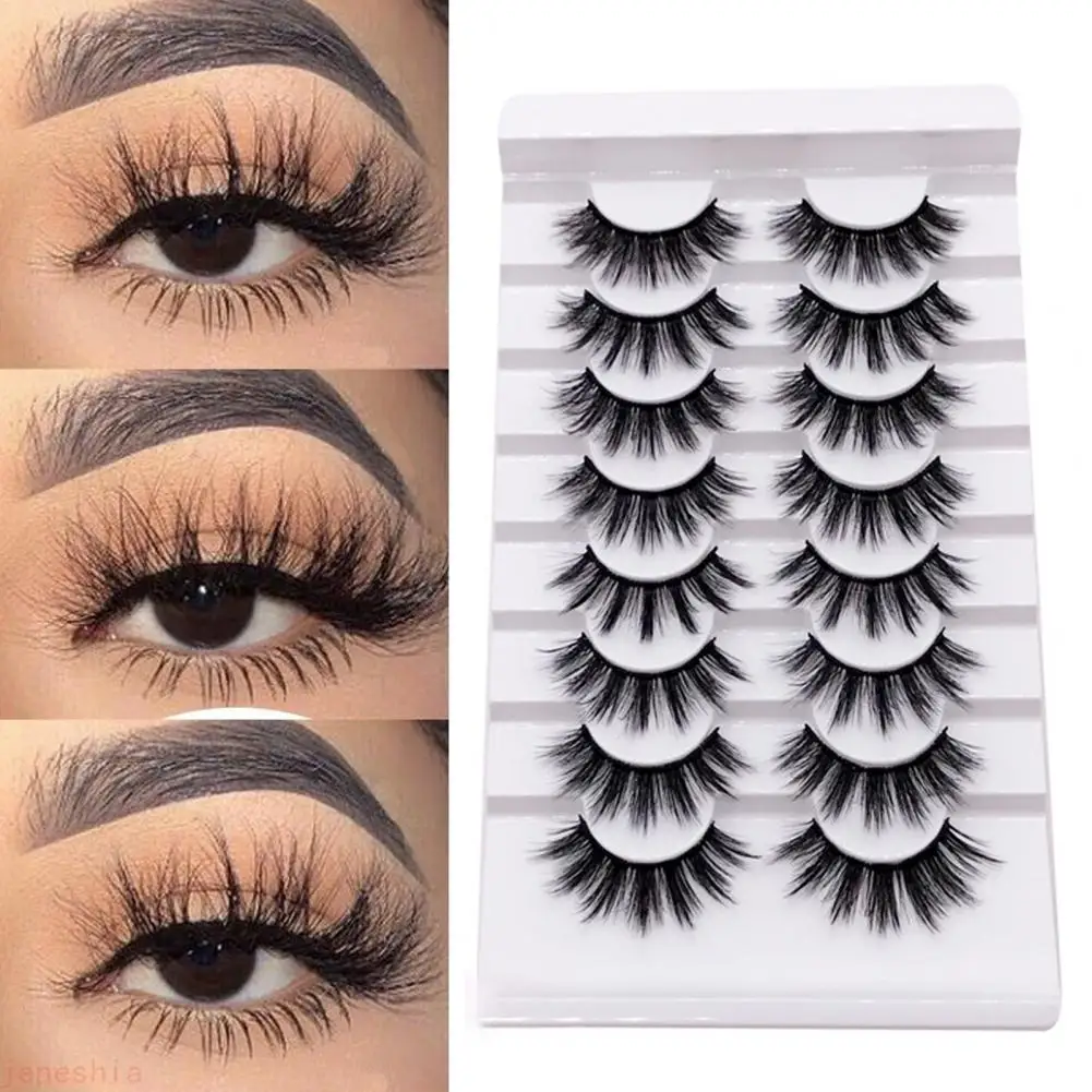 

8 Pairs/ Set False Eyelashes Long Lasting Anti-allergies Cosmetic Natural Look Mink Flase Lashes for Girl