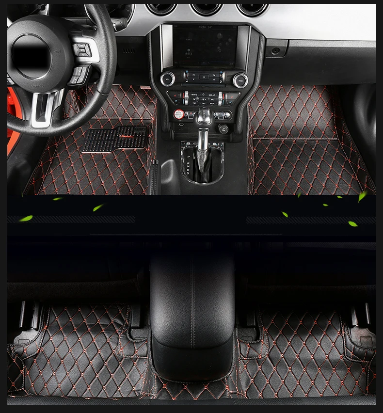 

fiber leather car floor mats for ford mustang 2015 2016 2017 2018 2019 2020 accessories carpet rug