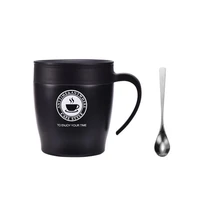 300ml coffee mug 304 stainless steel double layer leakproof milk coffee cup with lid drinkware breakfast tea mug