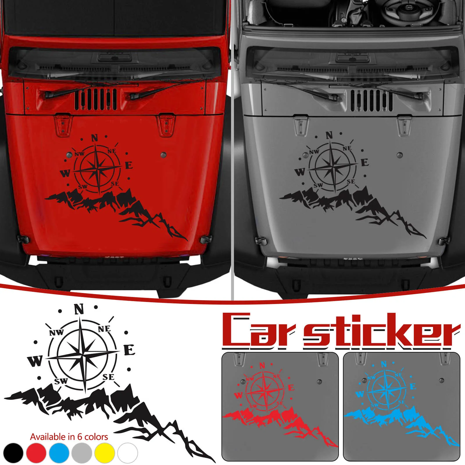 попular 1Pcs Car Sticker Camper RV Truck Decal Vinyl Travel Compass Mountain Multi colored Wall 40cmx6cm | Дом и сад