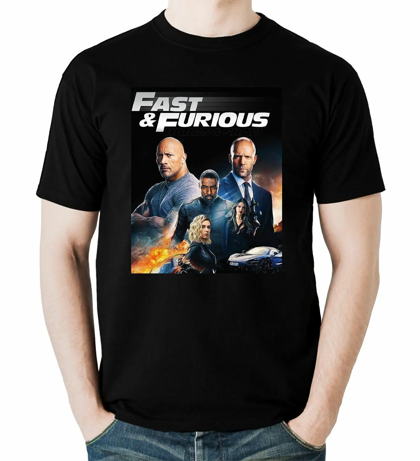 Форсаж Хоббс & шоу футболка гоночный Спортивная Экшн камера фильм мужские черные