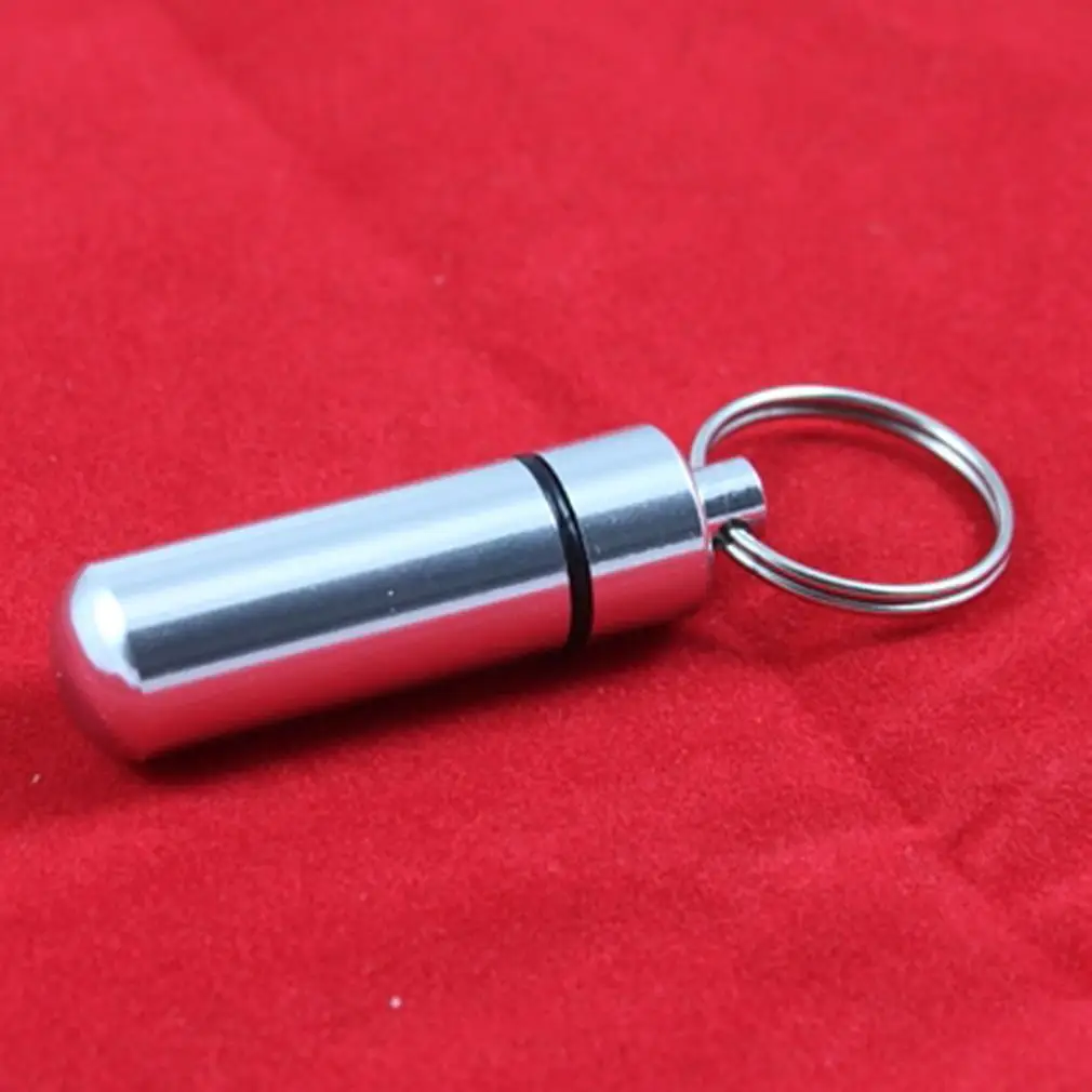 

key holder Aluminum Waterproof Pill Shaped Box Bottle Holder Container Keychain medicine Keyring keychain box Hot Selling