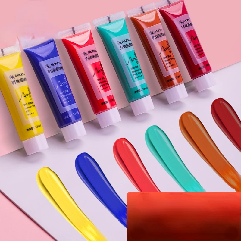 Caja peque&ntilde;a de pintura acr&iacute;lica con tubo de pl&aacute;stico, juego de grafiti pintado a mano, impermeable, 12 colores, 18 herramientas-1