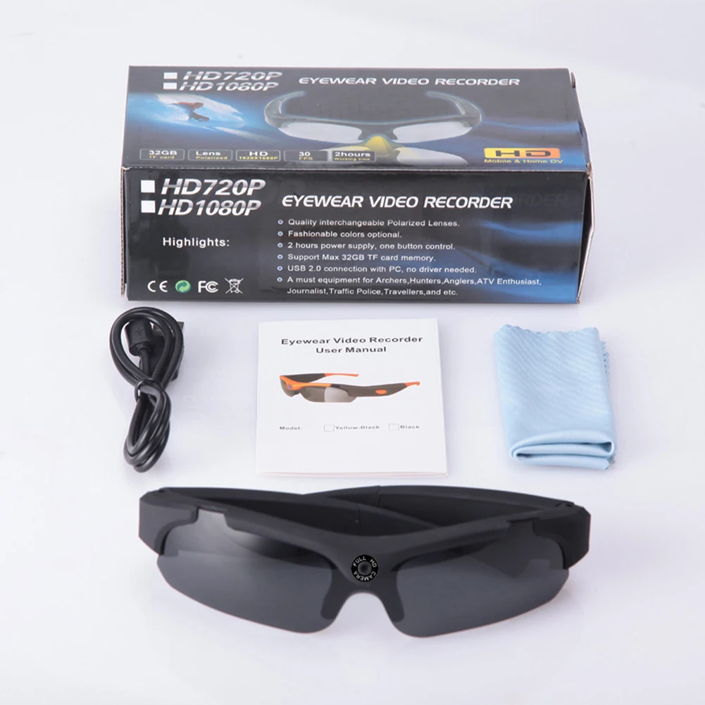 Спортивные солнцезащитные очки видеорегистратор мини 1080P HD камера шпионские DVR USB