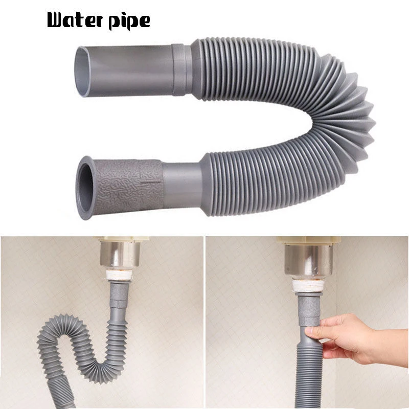Plastic Flexible Kitchen Sewer Pipe General Kitchen Basin Water Pipe Tube Strainer Sink Extension Drain Hose