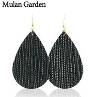 mulan garden classic leather earrings for women statement trendy pu leather water drop earrings fashion jewelry christmas gift