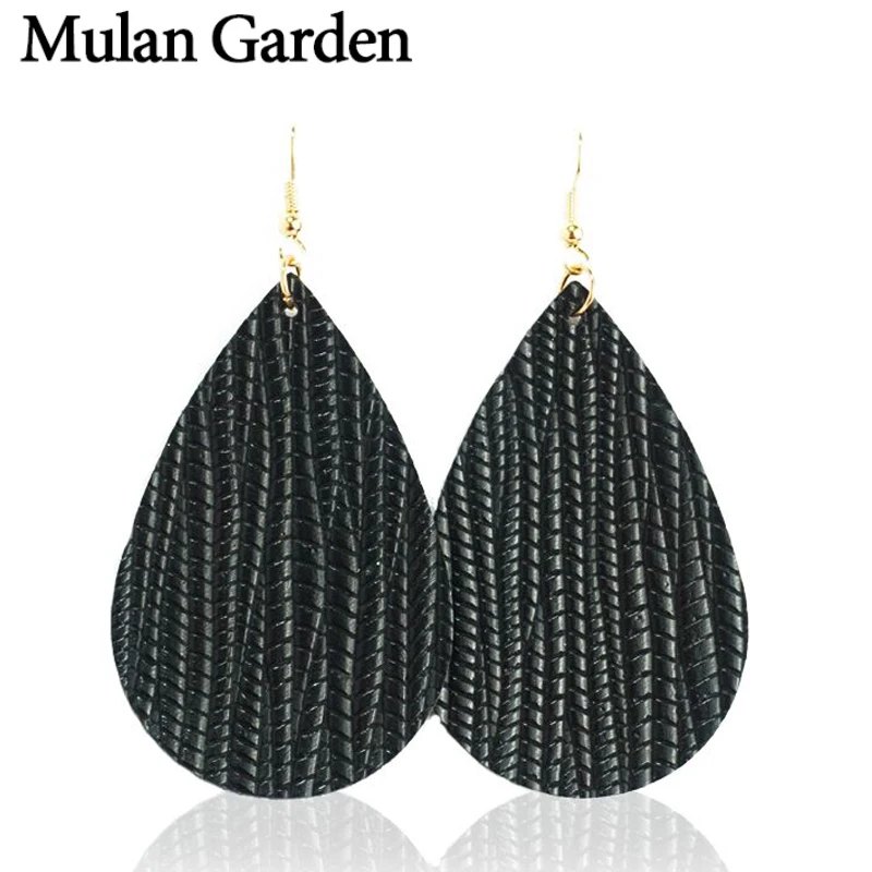 Классические Кожаные серьги Mulan Garden для женщин эффектные модные капли из