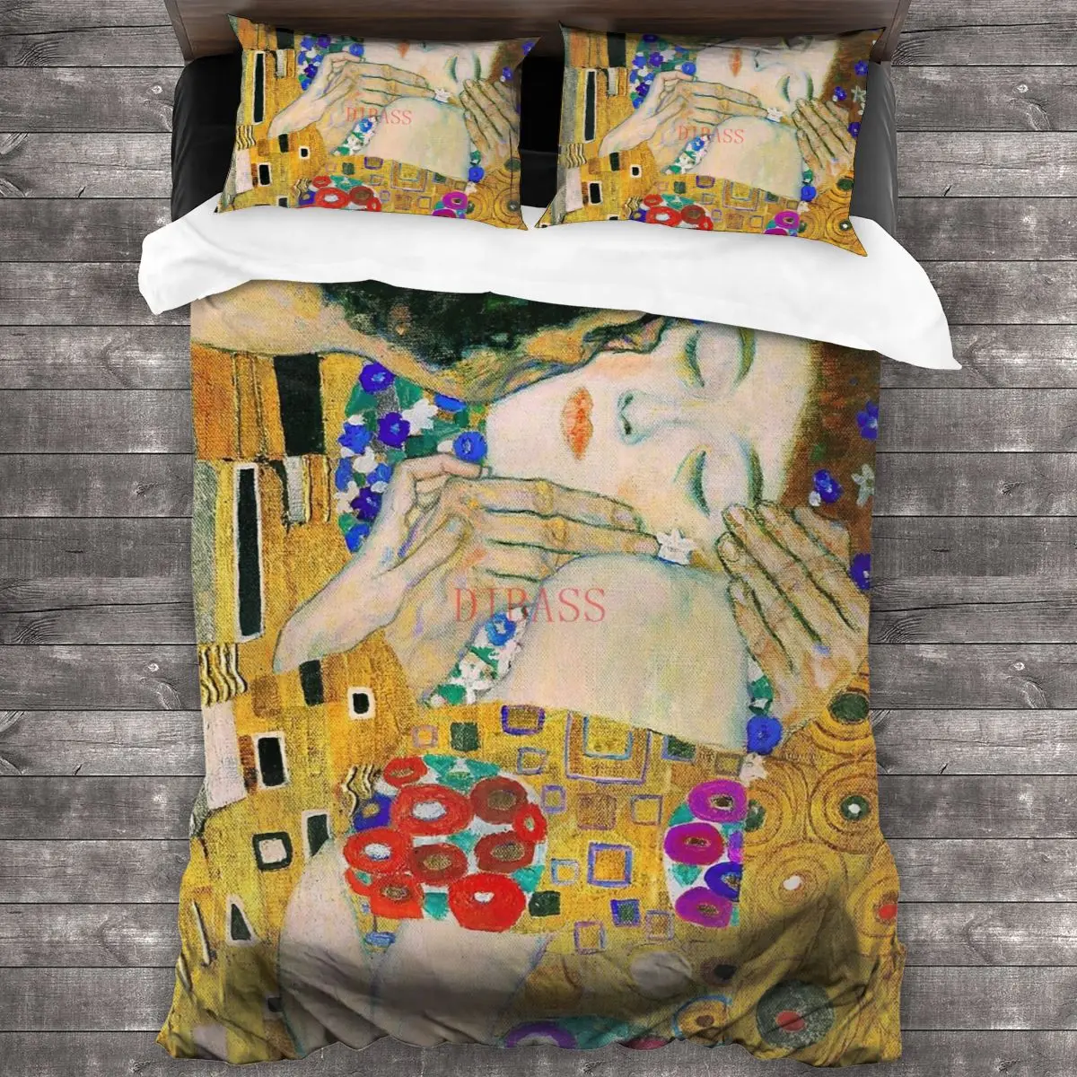 

The Kiss By Gustav Klimt 100%Pure Cotton Comforter Set with 2 Pillowcase,Soft Microfiber Duvet Cover Set, Bedding Sets Bed Set