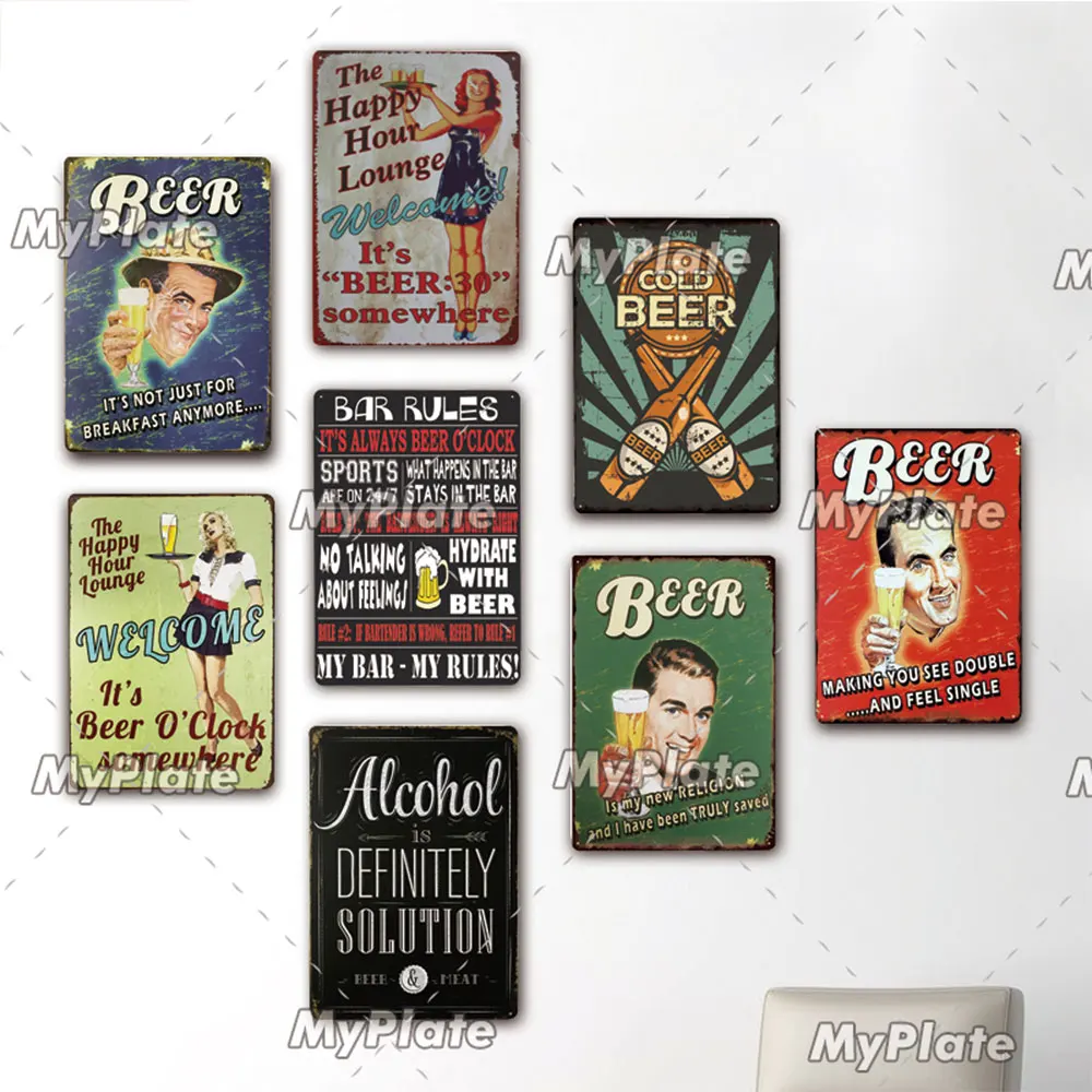 Металлическая табличка с надписью Холодное пиво Жестяная Табличка со спиртом
