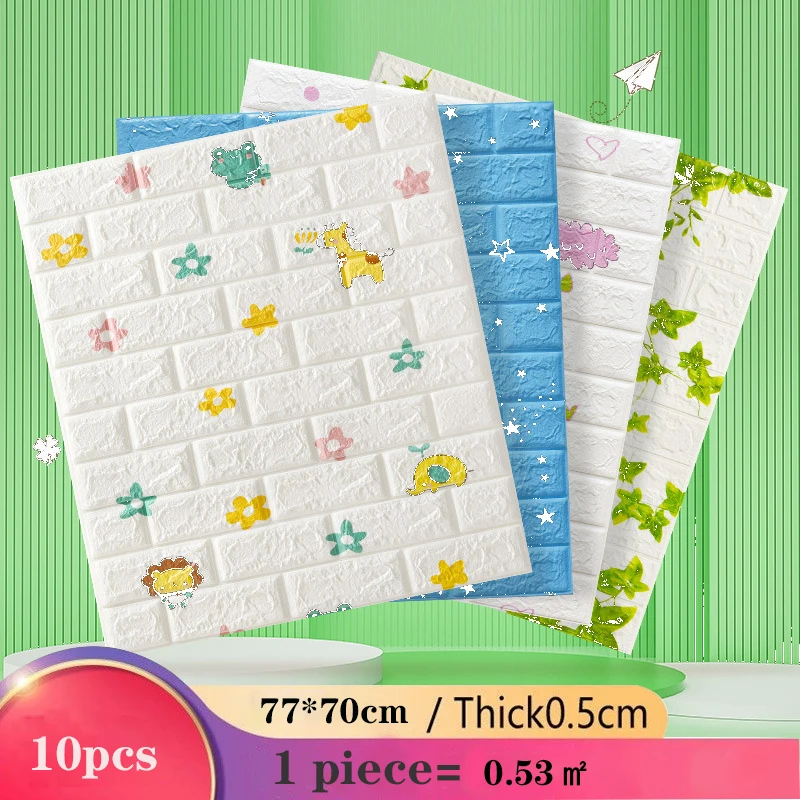 

3D Наклейка на стену s 70*77 см, самоклеящиеся обои из пеноматериала с имитацией кирпича для спальни, Настенный декор «сделай сам», наклейка на с...