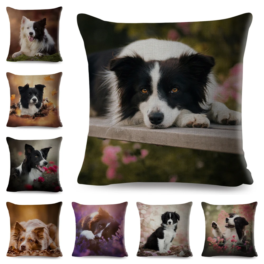 

Шотландская граница, колли, наволочка для дивана, домашний декор автомобиля, милая искусственная Подушка с принтом, чехол для подушки, чехол...