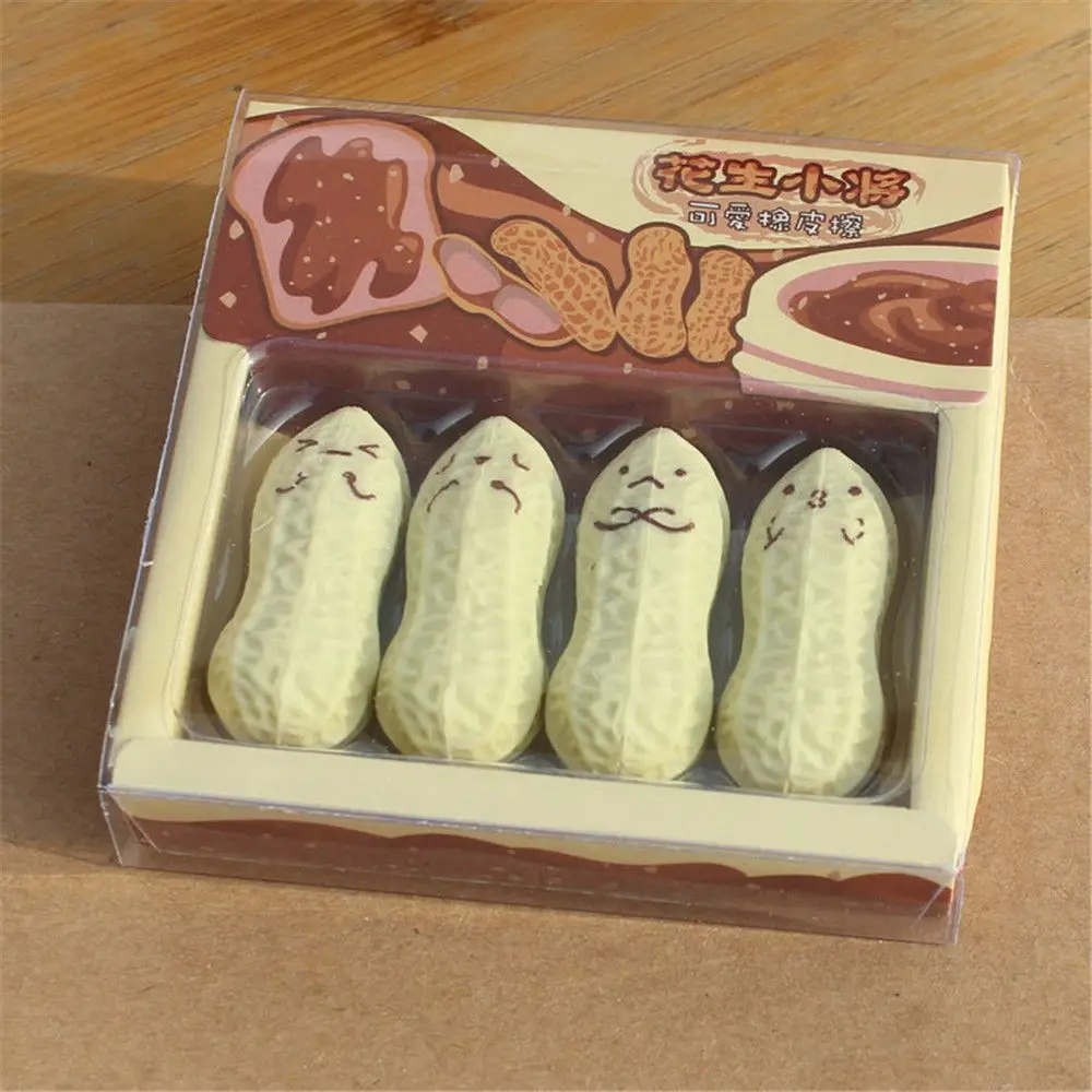 4 шт./компл. Kawaii имитация арахиса дизайн ластики мини резиновые кавайные