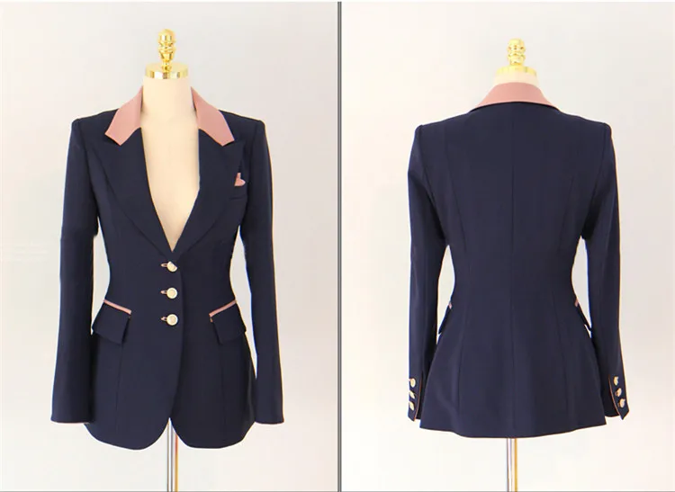 

2021 Runway High-End Women's Suit 2 Pieces Set Autumn Fashion Single-Breasted OL Bussines Office Lady Blazer Pants Suits