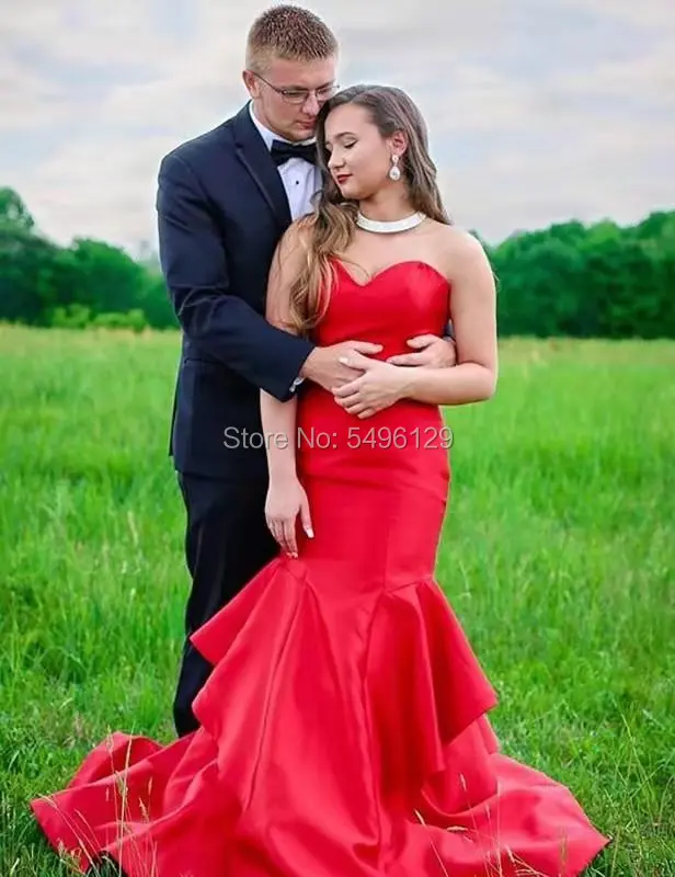 Красное сатиновое платье русалки для выпускного вечера Vestido De Longo Милая юбка с