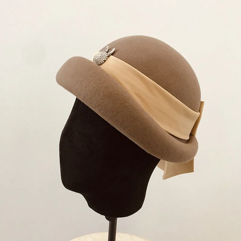 Модная шляпа элегантные женские фетровые шляпы шерстяная фетровая Официальный