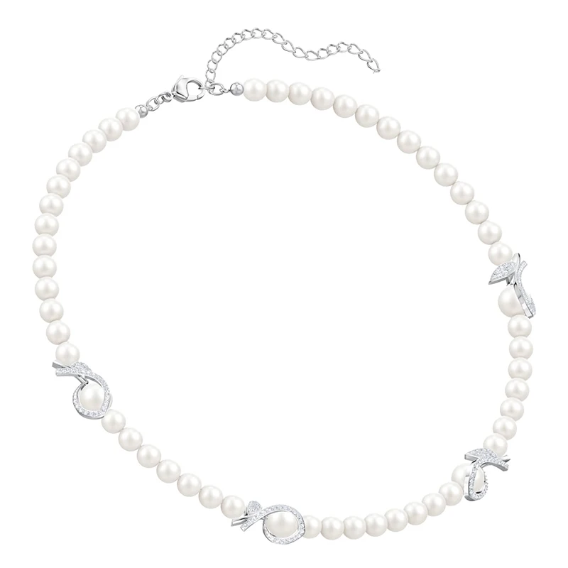 

2020 Classical New White Gold Leaf Shaped Crystal Pearl Necklace Women Romantic Jewelry