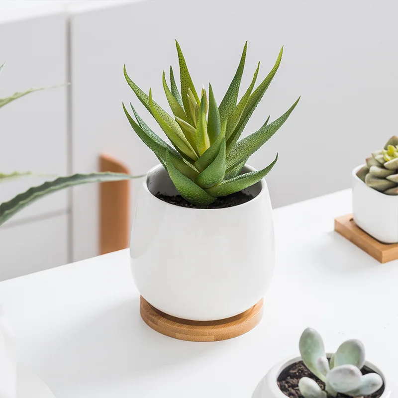 Маленький фарфоровый горшок ваза прямоугольной формы для суккулентов