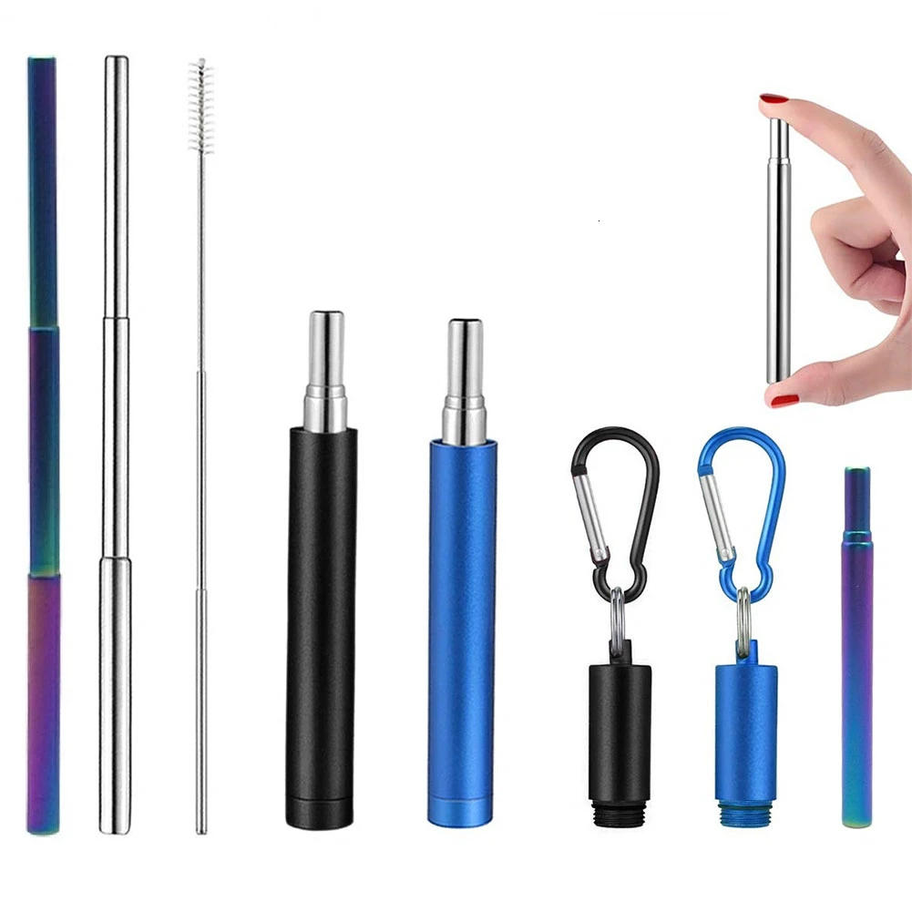 10 Упаковка нержавеющая сталь телескопическая соломинка для питья портативная