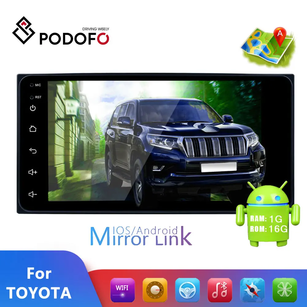 Podofo 2din Android автомобильный мультимедийный плеер gps wifi 7 ''автомобильное радио