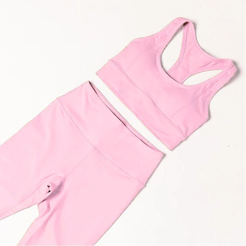 

WOHUADI Women Yoga Sets Wear Elastic Gym Fitness Sports Suit Bra Pants Top Workout Leggings Sportswear Fashion