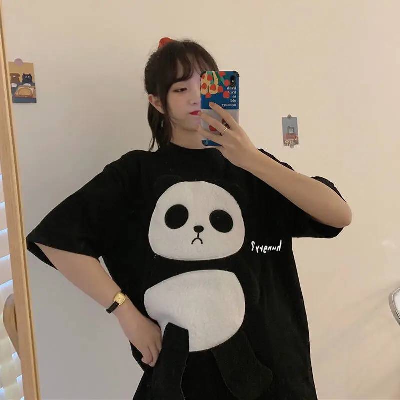 Футболка женская с коротким рукавом милая рубашка принтом панды в стиле