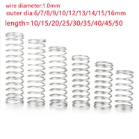 10pcslot 1 0mm stainless steel micro small compression spring od 5 15mm length 15mm to 50mm
