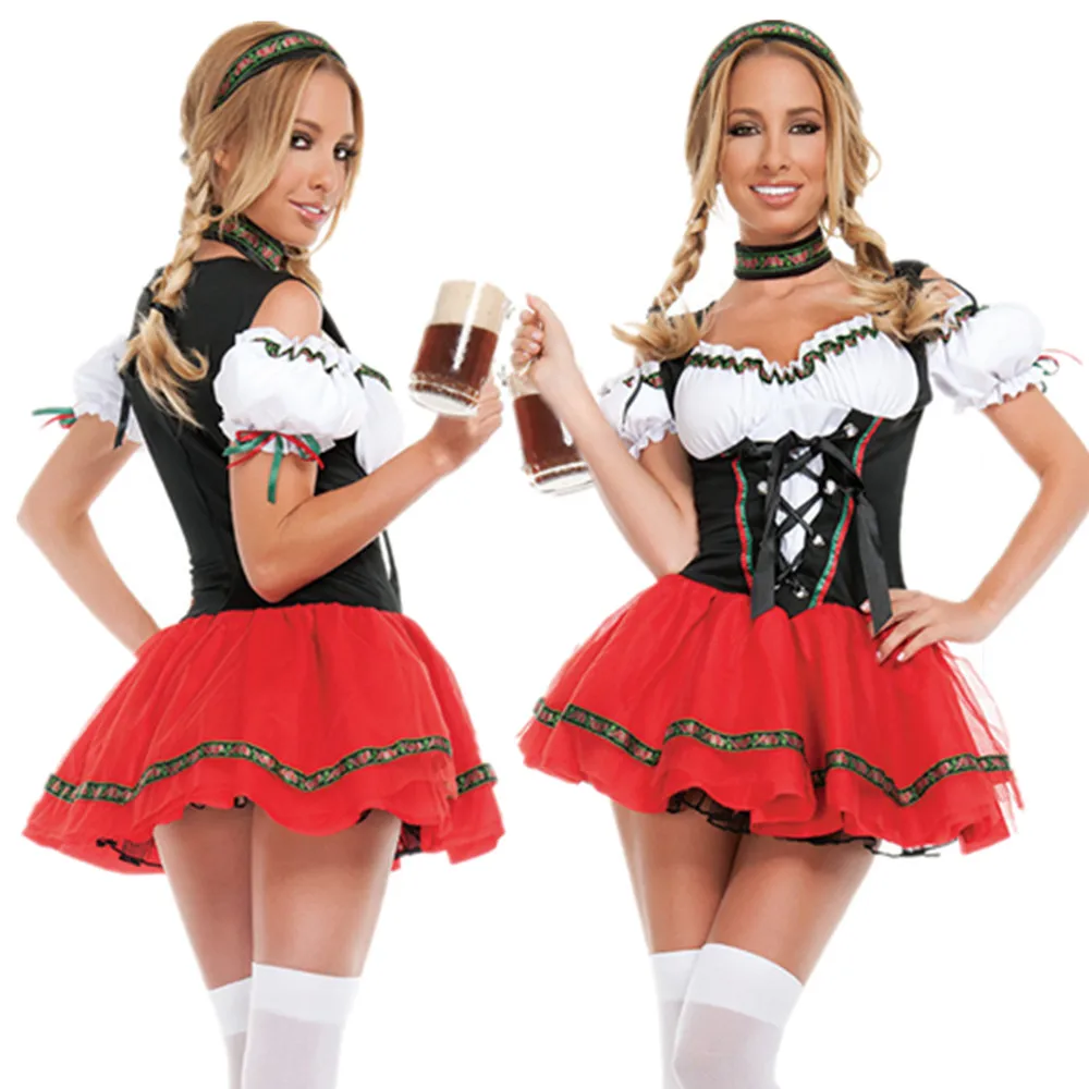 

Carnival Oktoberfest Dirndl Costume Germany Beer Maid Tavern Wench Waitress Outfit Cosplay Halloween Fancy Party Dress