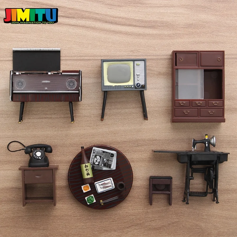 Деревянный кукольный домик JIMITU 7 шт./компл. имитация 1:12 миниатюрная мебель для