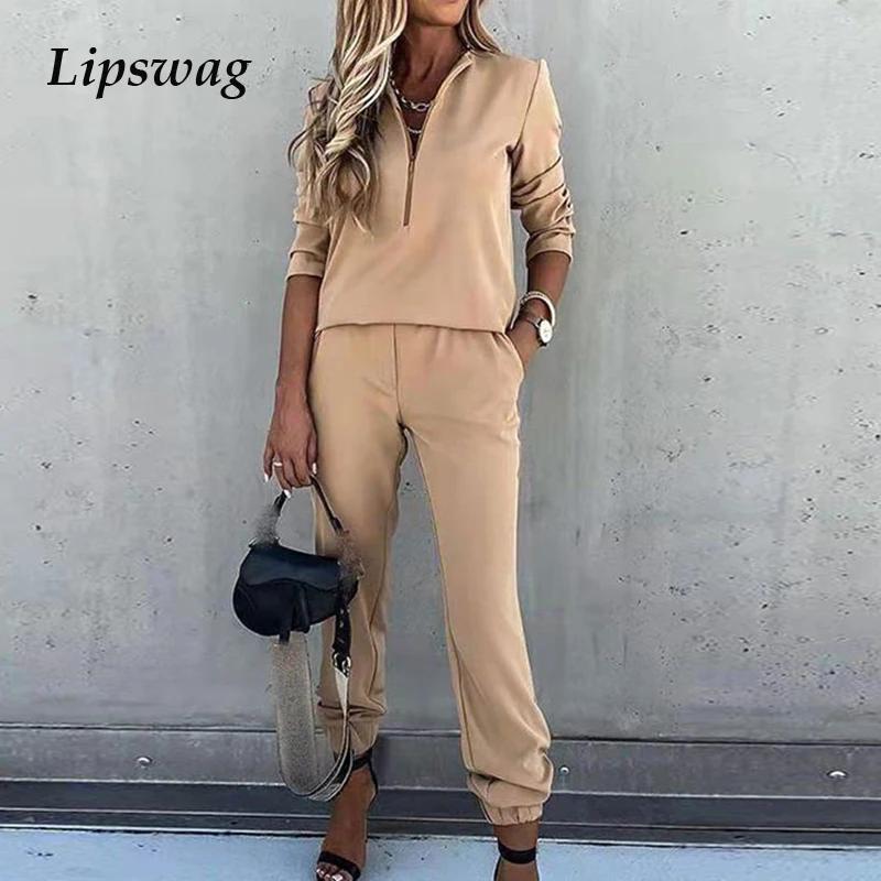 Комплект из двух предметов Женский свитшот с длинным рукавом на молнии