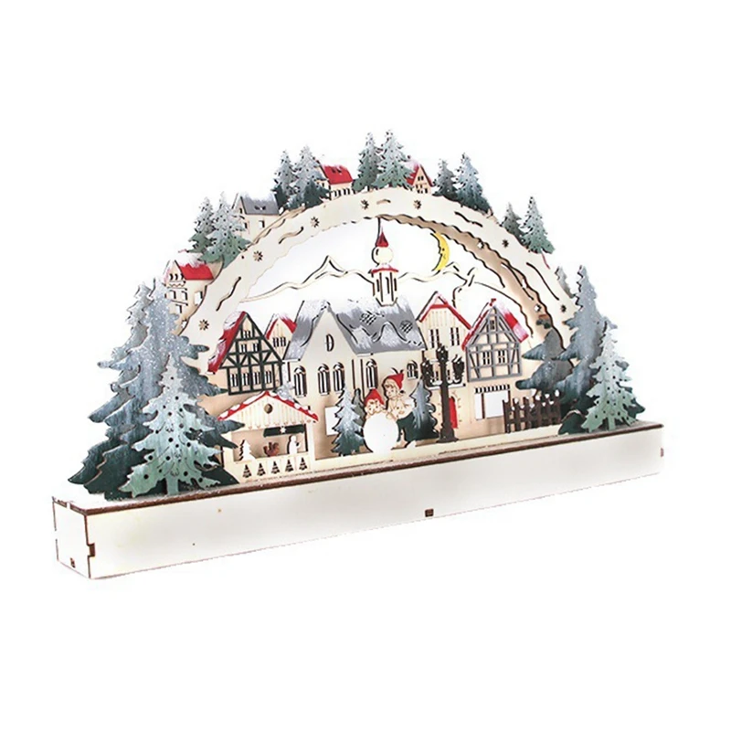 

Wooden Christmas Snow Houses LED Glowing Christmas Village Christmas Decorations for Home Mall Window New Year Gift