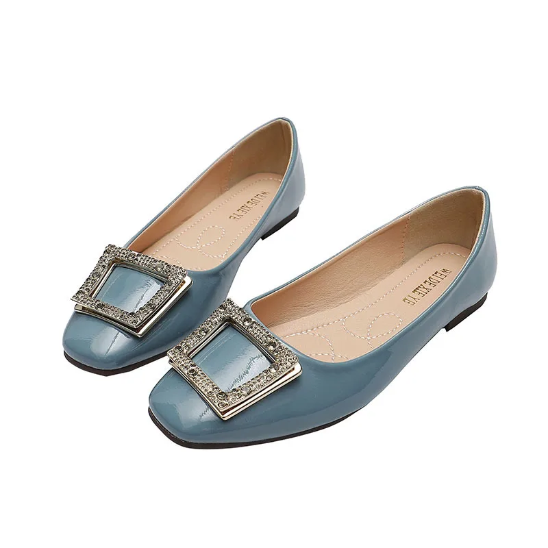 

Korean Shoes All-Match Square Toe Shallow Mouth Soft Autumn Female Footwear Slip-on 2021 Boat New Fall Dress Summer Slip On PU S