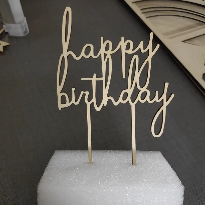 

Wood Happy Birthday Letter Cake Topper Baking Supplies Party Decortiaon