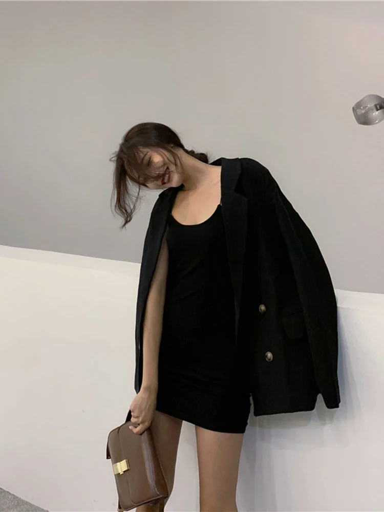 

Spring Korean Retro Style Suit French Small Coat Female British Style Design Sense Medium Long Womens Blazer Casual Long