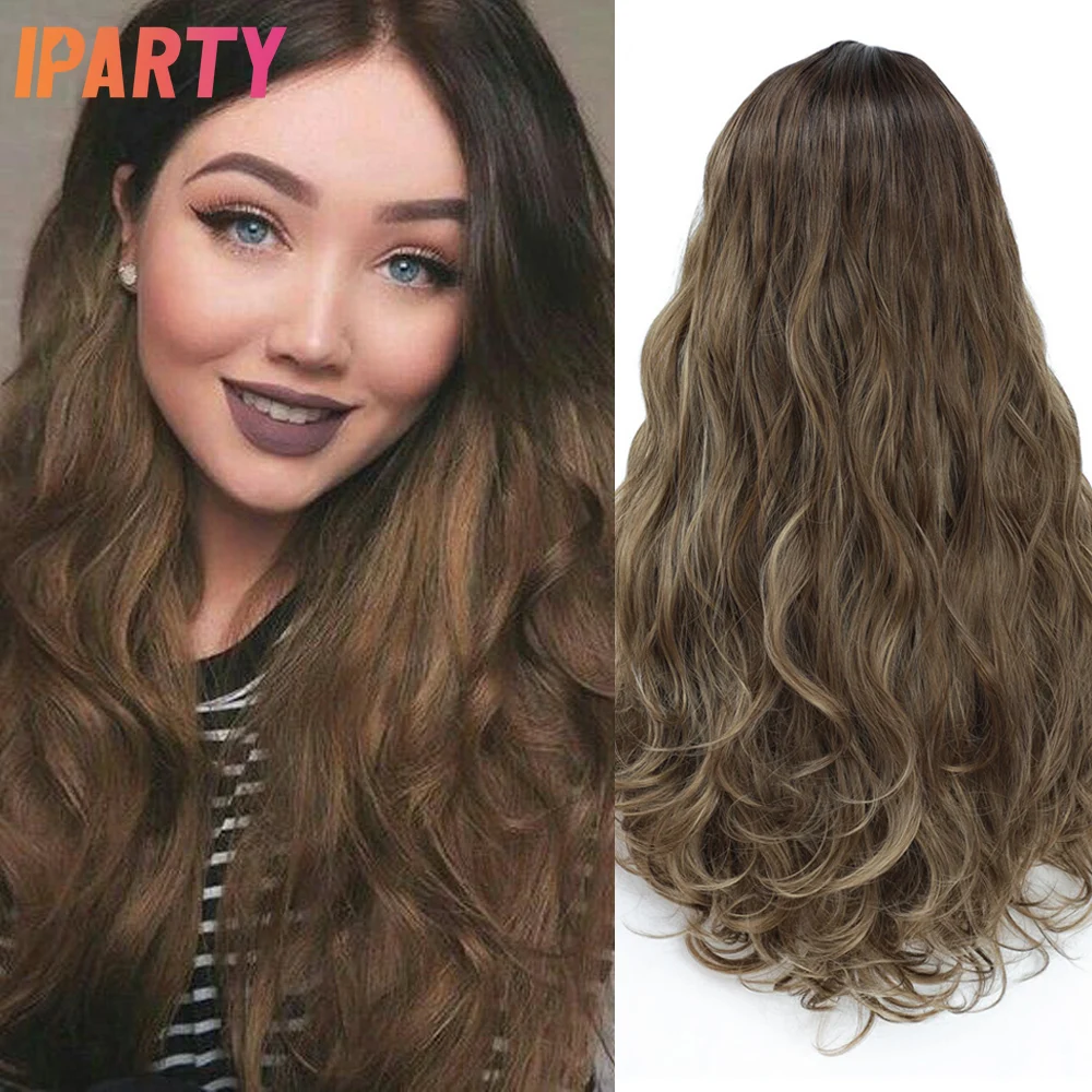 Выделите коричневый синтетический Парики Для женщин длинные волосы свободная