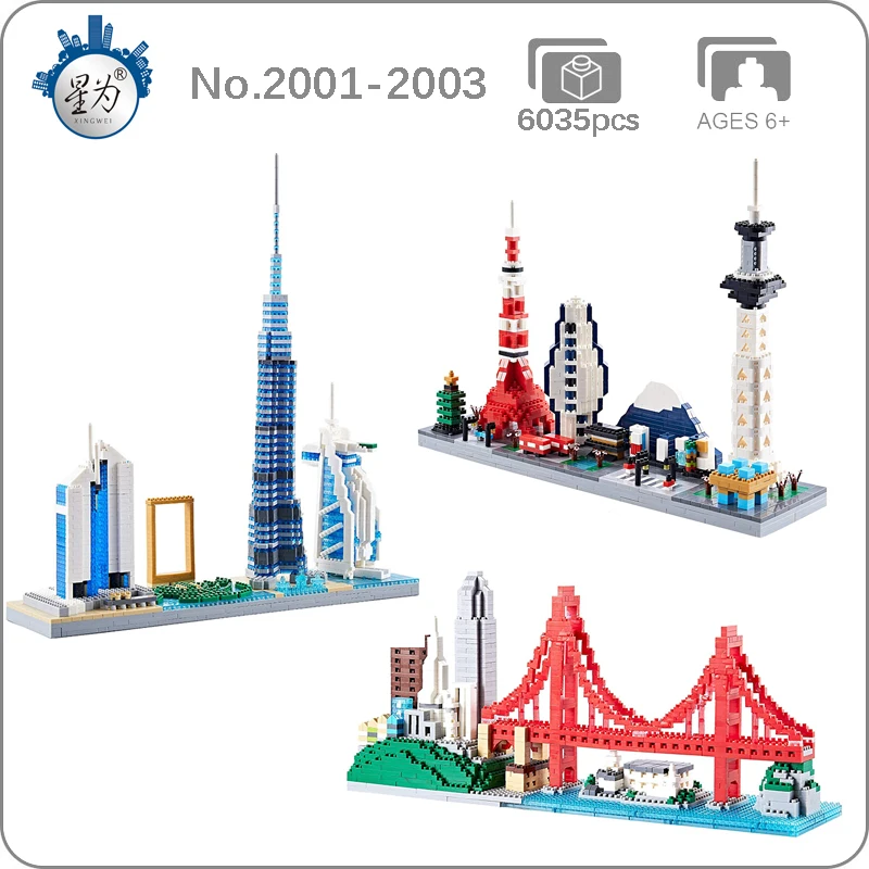 Мировая архитектура Город Дубай Токио Сан-Франциско Тауэрский мост мини