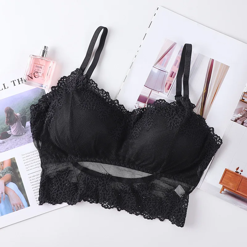 Женский кружевной топ CHRLEISURE Прозрачное нижнее белье с эффектом пуш-ап и открытой