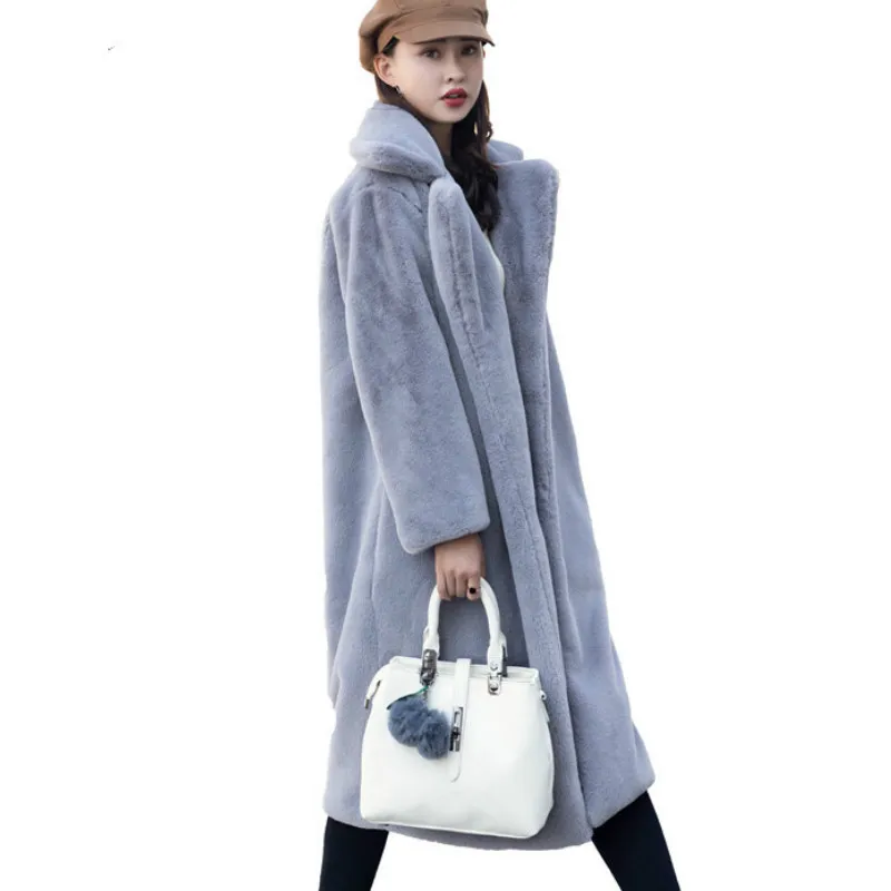 Зимнее пальто из искусственного меха норки Женская Длинная толстая плюшевая