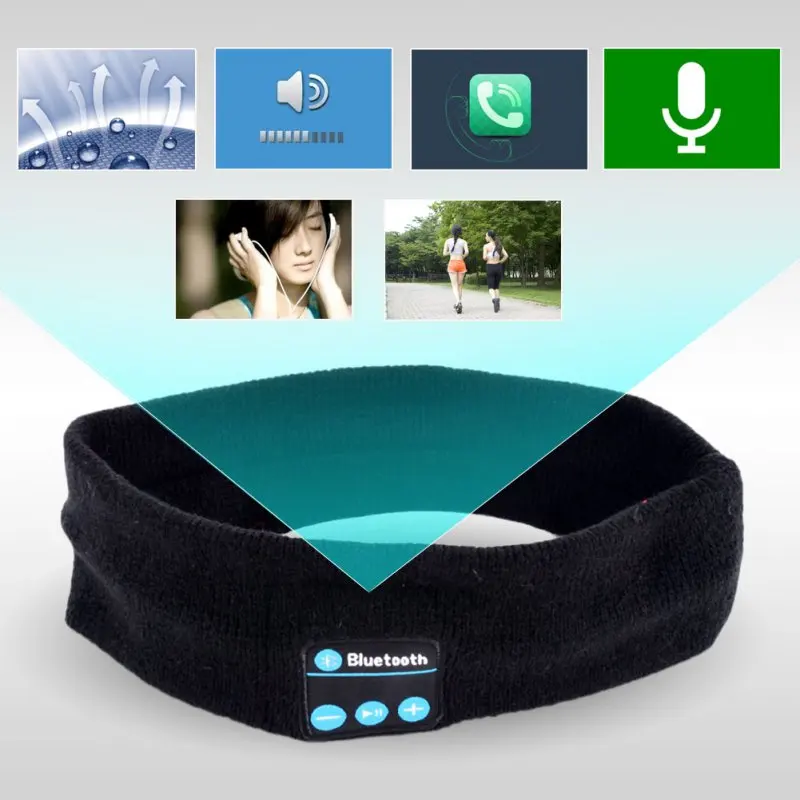 Беспроводные Bluetooth музыкальные наушники головная повязка искусственная кожа