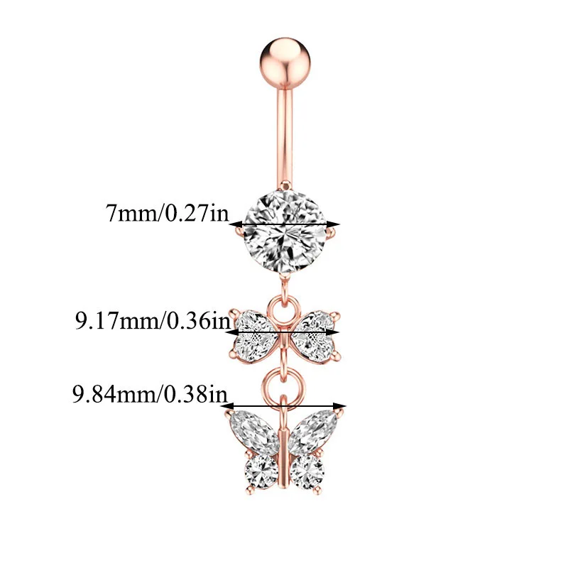 Navel Bell Button Rings Crystal Butterfly Silver Gold Ring Piercing Jewelry Boho Belly Bow | Украшения и аксессуары
